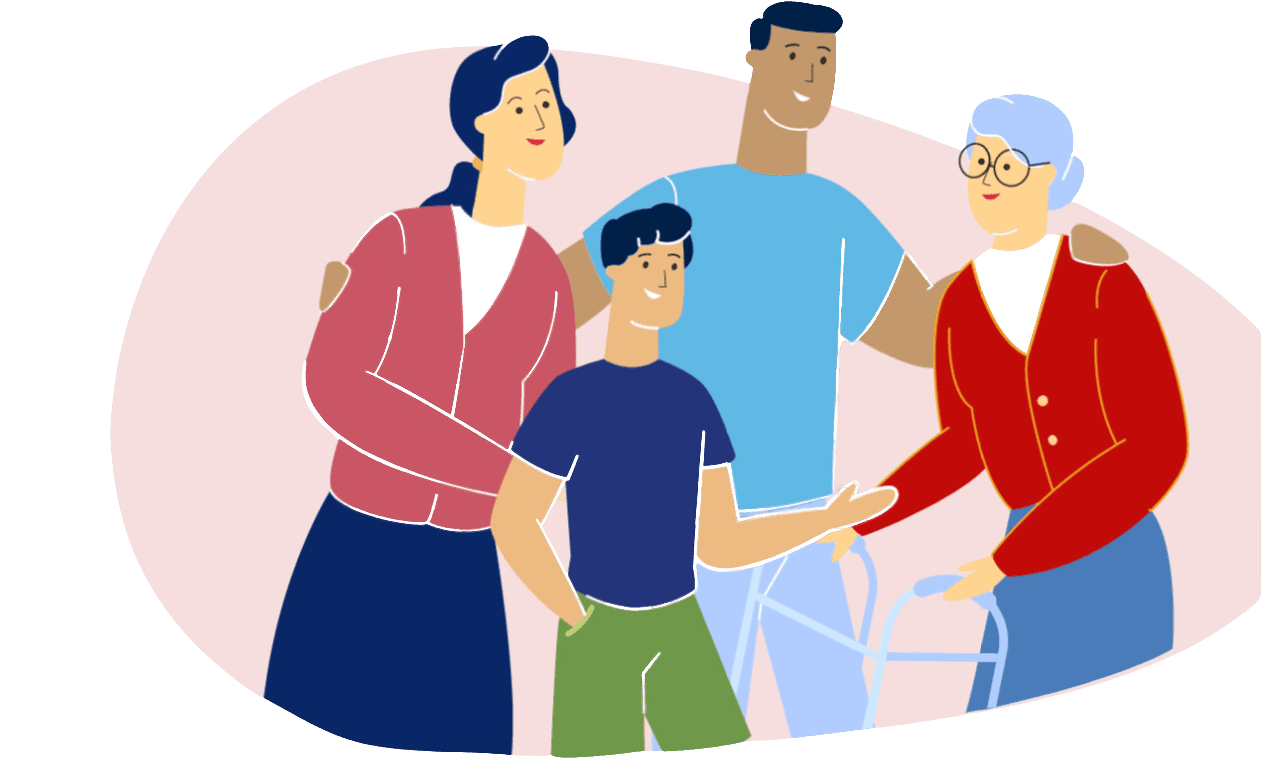 Elderly woman with relatives — everyday safety