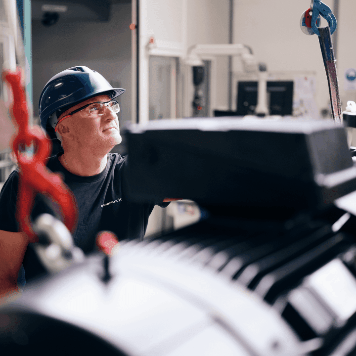 Grundfos employee in production
