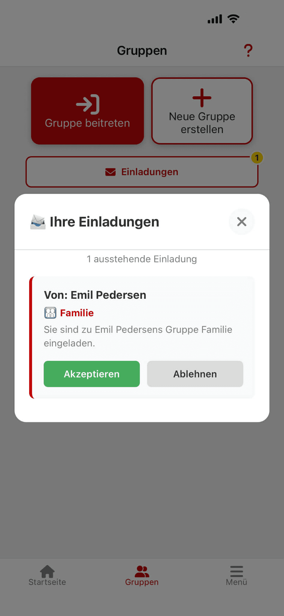 Die Einladung wird angenommen